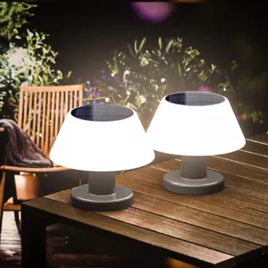 2×LED Solar Tischlampe Dimmbar USB Solar Aufladbar Akku Außen Tischleuchte - Bild 1 von 12
