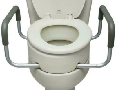 UNKNOWN Raised Toilet Seat with Arms, Elongated for Elderly Handicap Bathroom Riser Lift