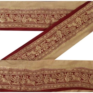 Sanskriti Vintage 2.5"W Brocade Banarasi Sari 1 Yd Border Craft Trim Sewing Lace - Picture 1 of 6