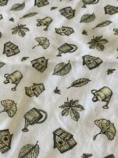 Garden Theme Cotton Duvet Cover  Queen Beige/Olive Green Birdhouse Bee Watercan