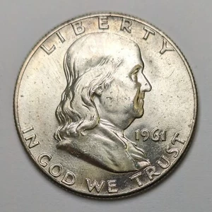 1961 P Franklin Silver Half Dollar UNC - Imagen 1 de 3