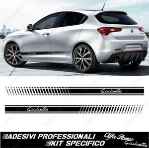 ADESIVI STRISCE FIANCATE LATERALI ALFA ROMEO GIULIETTA NERO CON SPATOLA - Imagen 1 de 1