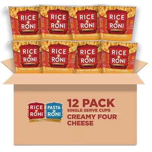 Rice A Roni Creamy Four Cheese Microwave Cups Pack of 12 Single Serve 2.25 oz - Picture 1 of 4
