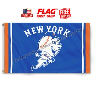 New York Mets Flag 3x5 FT Banner MR. MET Logo GrommetsUS Seller FREE Shipping - Picture 1 of 9