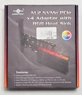NEW Vantec M.2 NVMe PCIe X4 Adapter With ARGB Heat Sink - Image 1 of 2