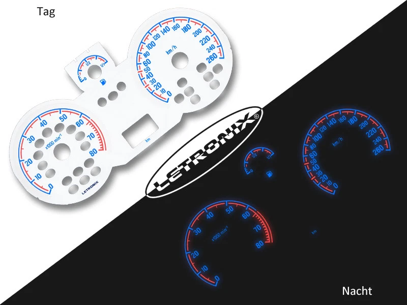 LETRONIX Plasma Tacho Tachoscheiben EL-Dash Opel Astra H 260Km/h 8000RPM - Bild 1 von 1