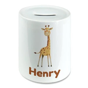 Personalised Cute Watercolour Giraffe Kids Savings Money Box Piggy Bank Name - Picture 1 of 2