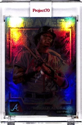2021 TOPPS PROJECT 70 #587 - RONALD ACUNA JR. BY MIKAEL B. - RAINBOW FOIL 01/70 - Image 1 of 3