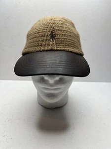Polo Ralph Lauren Hat Cap Tweed Brown Wool Herringbone Leather Brim Adjustable - Picture 1 of 10