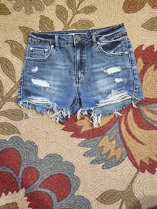 Tractr Distressed Jean Shorts Girls Size 4 Stretch Denim Cut Off Med Wash - Picture 1 of 7