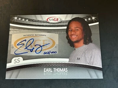 2010 Sage Silver EARL THOMAS Rookie autógrafo Seahawks Texas #303/400 quase perfeito pátio? - Imagem 1 de 2