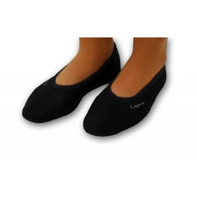 LAPPA.DE Schläppchen Gymnastikschuhe Ballerina mit Gummisohle schwarz neu Lappade