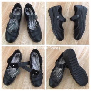 Damen schwarz orthopädisch Diabetiker Keilabsatz Slipper Touch Büro Krankenhaus Krankenschwester Schuh - Bild 1 von 12