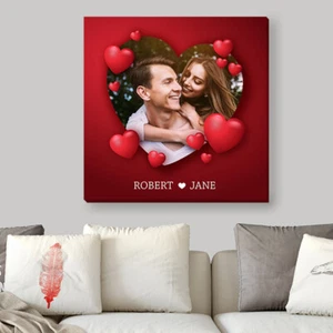 Valentinstag Geschenk personalisiert Leinwand Druck Herz Foto Bilderrahmen - Bild 1 von 2
