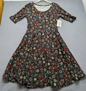Abito Lularoe Nicole XL nero con multicolore nuovo con etichetta vestibilità tg 18-20 - Foto 1 di 6