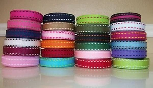 5 YDS 3/8" STITCHED SADDLE STITCH GROSGRAIN RIBBON 4 HAIRBOW U CHOOSE COLOR - Picture 1 of 29