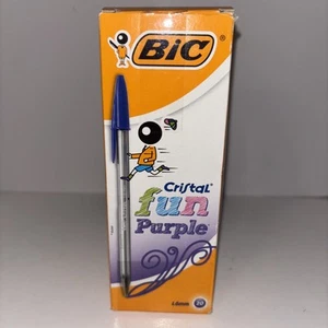 BIC Cristal Fun Kugelschreiber, seltene lila Tinte Schreibstifte 18/20 links - Bild 1 von 6