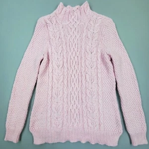 LRL Ralph Lauren Sweater Womens Sz L Pink Cable Knit Alpaca Wool Blend Fisherman - Picture 1 of 12