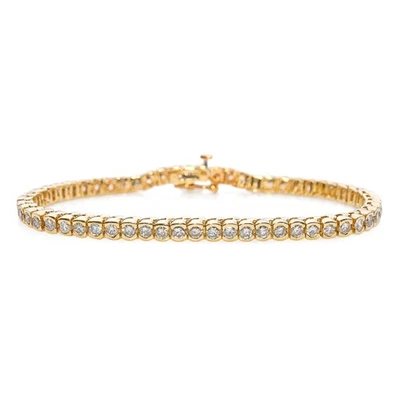 Brazalete Tenis Vintage Oro Amarillo 14k 3.54tcw J Si1 Diamante Bisel Abierto Foto 1 de 4