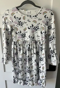 Cow Rainbow Long Sleeve Dress Size 4xl 8 Years Stretch Ruffle Sleeve And Bottom - Picture 1 of 5