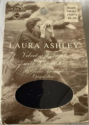 New Laura Ashley Black Velvet Soft Opaque Tights Size Small - Image 1 of 2
