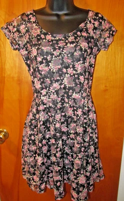 Delia*s Y2K Dress Grunge 90's Pink & Black Mesh Skater Size Large Delias Delia's - Image 1 of 4