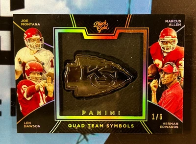 2016 Black Gold Chiefs Quad Team Symbols /6 (Dawson, Montana, Allen, Edward’s) - Image 1 of 2