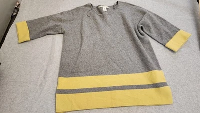 Suéter Max Studio Mujer 1X Gris Amarillo Pullover Manga 3/4 Bloques de Color Suave Top Foto 1 de 4