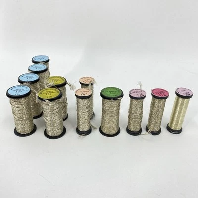 Lot 12 Kreinik Metallics Color 102 Very Fine Heavy Medium Braid and Cord - Image 1 of 4