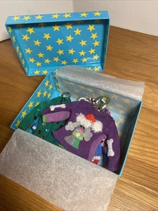 QUACKER FACTORY Jeanne Bice Set of 6 MINI SWEATER Embellished Ornaments w/Box - Bild 1 von 13