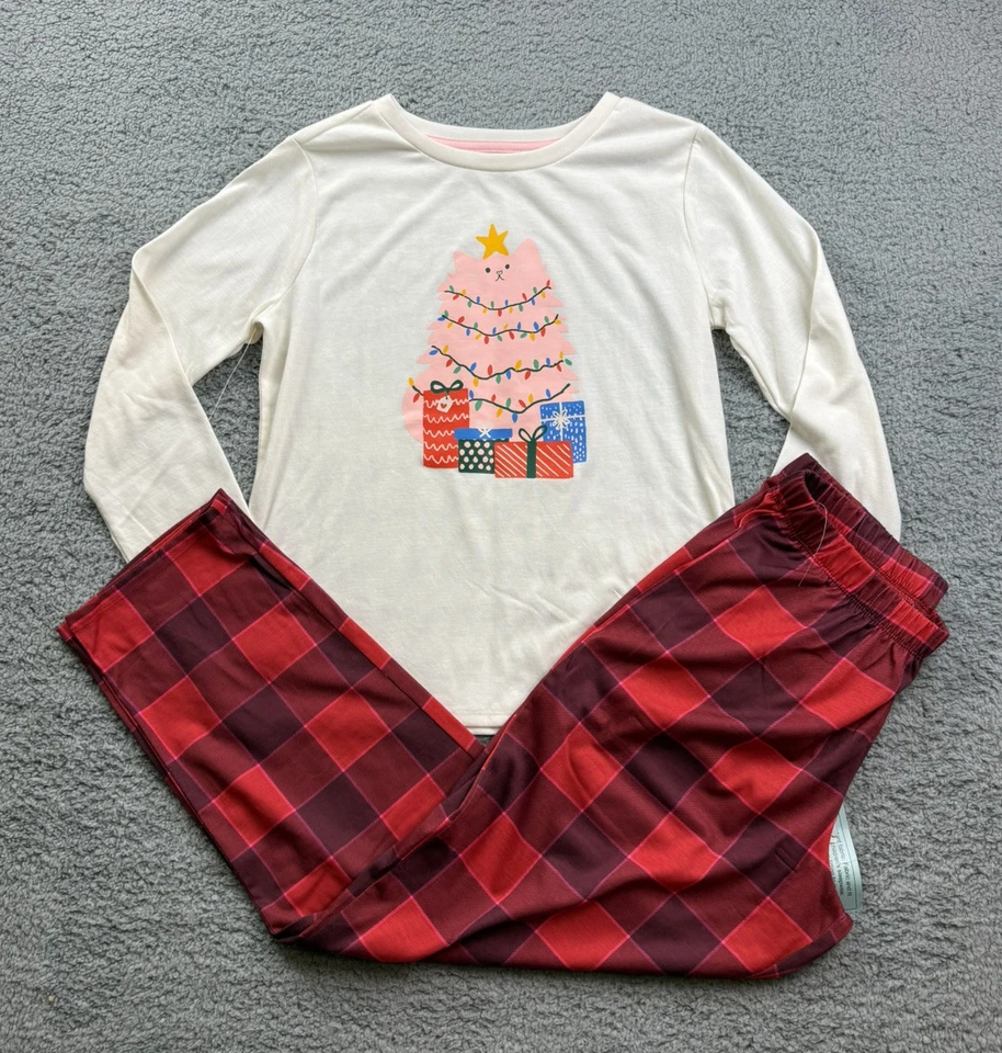 Cat & Jack Girl's Size XXL (16-18) Holiday Cat Long Sleeve Pajama Set - Image 1 of 4
