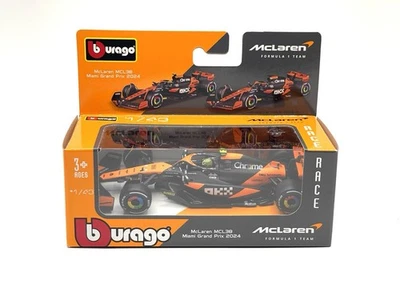 BBurago McLaren MCL38 Lando Norris #4 Miami Gran Prix 2024 F1 Formula One Car - Image 1 of 3