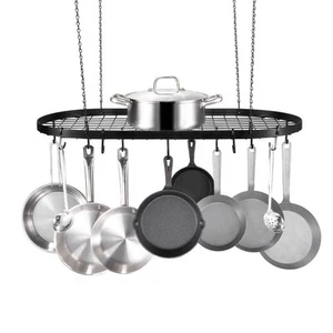 VEVOR Pot Rack Hanging Ceiling Mount 32" Carbon Steel 80lbs Capacity 12 S-Hooks - Picture 1 of 9