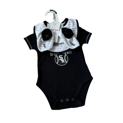 MLB Chicago White Sox 3 piezas Conjunto Body Babero Botines Bebé Béisbol Talla 0-3M Nuevo con Etiquetas Foto 1 de 4