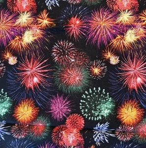 David Textiles Fabric Colorful Fireworks Black Background 18 x 45” - Picture 1 of 3