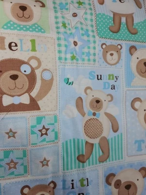 Sewing Marcus Fabrics Baby Bear Hugs Laura Barringer Blue 1yx42" Cotton - Image 1 of 4