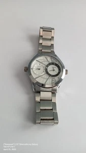 Giordano Dual Time Zone Watch Silver Stainless Steel Band Fashion - Picture 1 of 5