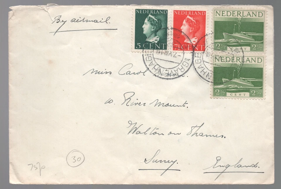 194? Netherlands Liberation Ship S Gravenhage Cover to England. Holland - Image 1 of 1