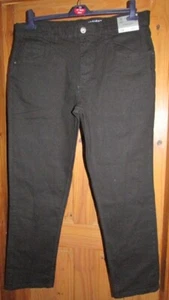 Mens black denim straight jeans with stretch from George size 40W/32L,BNWT - Picture 1 of 2