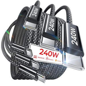 LISEN 240W USB C to USB C Charger Cable 3 Pack Certified iPhone 15 Charger - Photo 1 sur 8