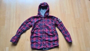 Größe 128: rot kariertes Flanellhemd, gefüttert, mit Kapuze - Bild 1 von 24