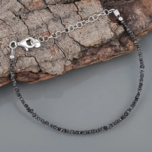 Natural Black Diamond Stone Beaded Bracelet Diamond Stone Jewelry Bracelet - Picture 1 of 5