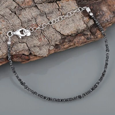 Natural Black Diamond Stone Beaded Bracelet Diamond Stone Jewelry  Bracelet - Image 1 of 4