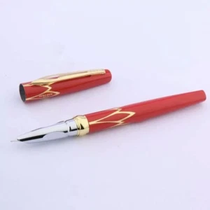 Red And Gold F Nib Fountain Pen - Picture 1 of 6
