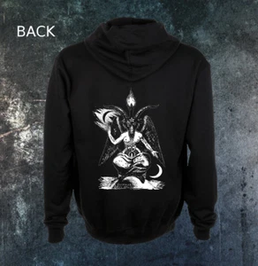 Baphomet Zipper Hoodie Pentagram Occult Leviathan Cross Inverted Gothic Satanic - Picture 1 of 7