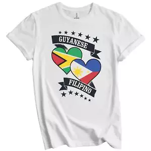Guyanese Filipino Heart Flags Guyana Philippines T-Shirt - Picture 1 of 3