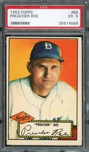 BB - 1952 Topps - #66 - Preacher Roe - PSA 5 - EX