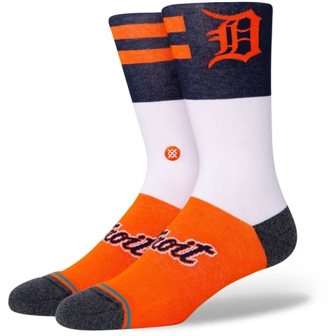 NWT Stance MLB Detroit Tigers DET Color Casual Crew Socks M Navy/Orange Cover