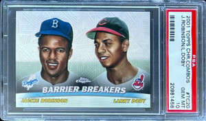 2001 TOPPS COMBOS #TC20 JACKIE ROBINSON & LARRY DOBY HOF PSA 10 GEM MT * POP 10