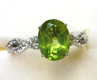 Anillo de peridoto y circón / tamaño 8 / plata de ley 925 / 2,15 quilates, Foto 1 de 4